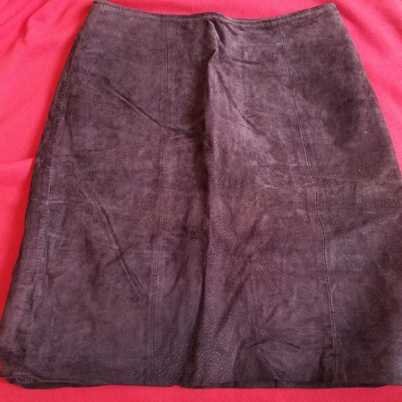 Wilsons Vintage 1990's Maroon Suede mini Skirt - Picture 1 of 2